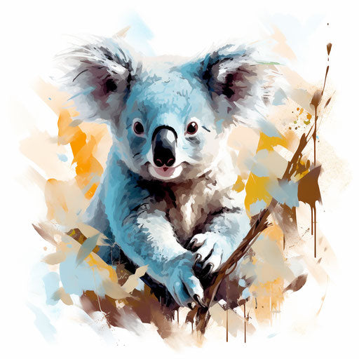 Impressionistic koala clip art on white background