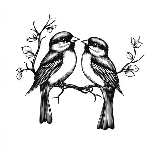 Mom Tattoo with Birds on Branch