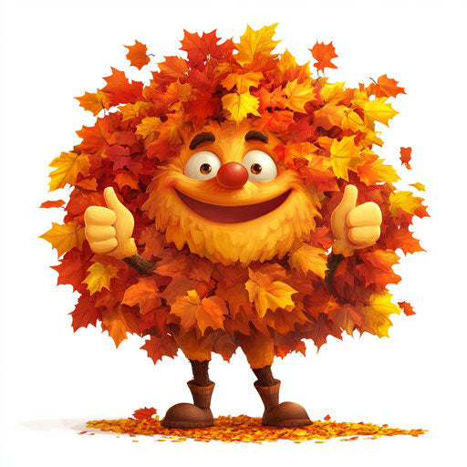 Humorous caricature of a fall tree with human characteristics