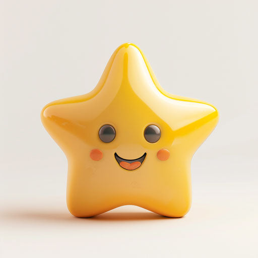 A smiling star with eyes, cartoon-like style, light yellow and light orange