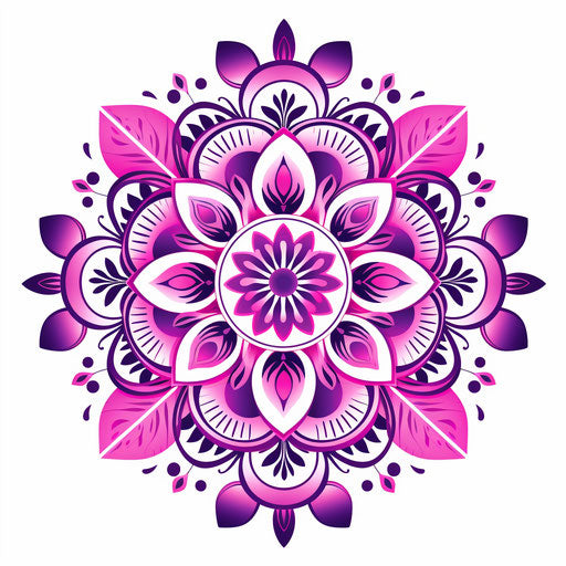 Purple and pink circular pattern on white background
