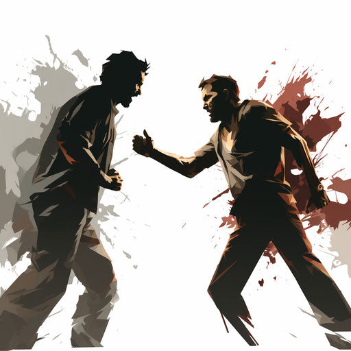 Conflict clipart in the style of Chiaroscuro Art, on white background
