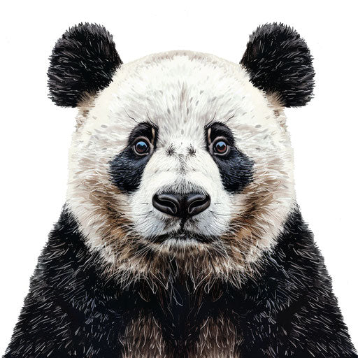 Realistic photo style panda clipart with flat white background