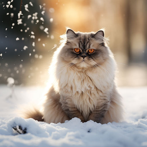 Himalayan cat in the snow