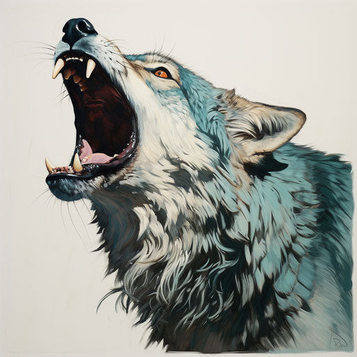 Howling wolf drawing on white background