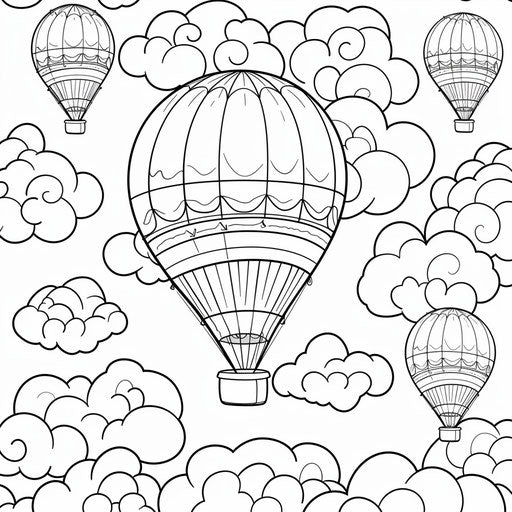 Playful hot air balloon race in the clouds