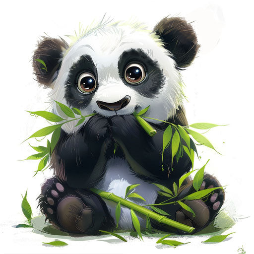 Cute panda nibbling on bamboo