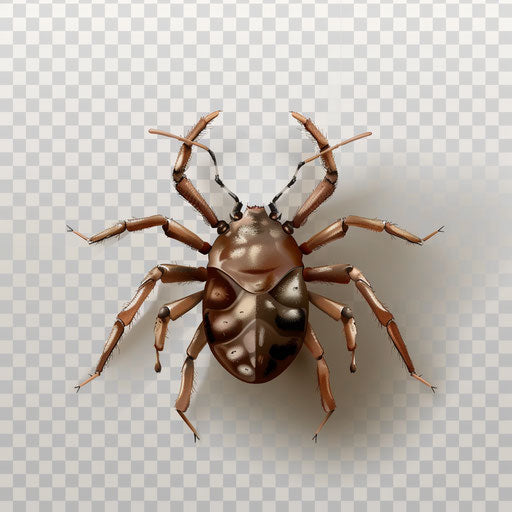 Illustration of a tick in a realistic style with a flat white background