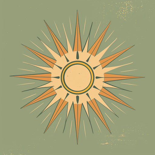 Realistic sun clipart in PNG with muted olive background