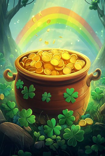 Animated treasure with rainbow and shamrocks