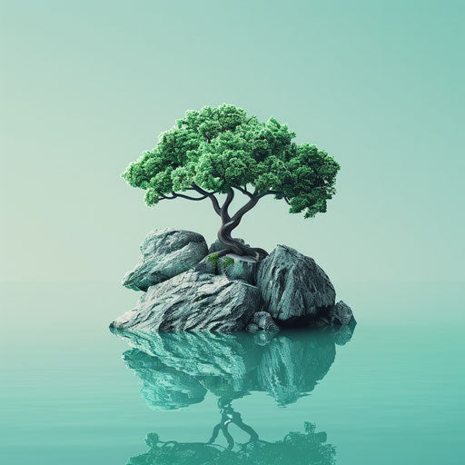 Realistic financial clipart on flat, serene aqua background