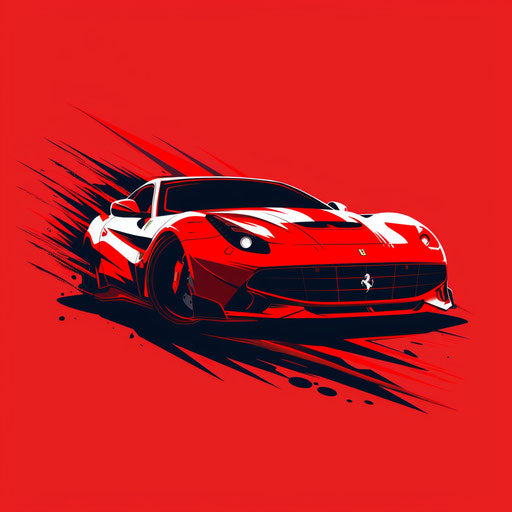 Bold car logo with strong typography on bright red background