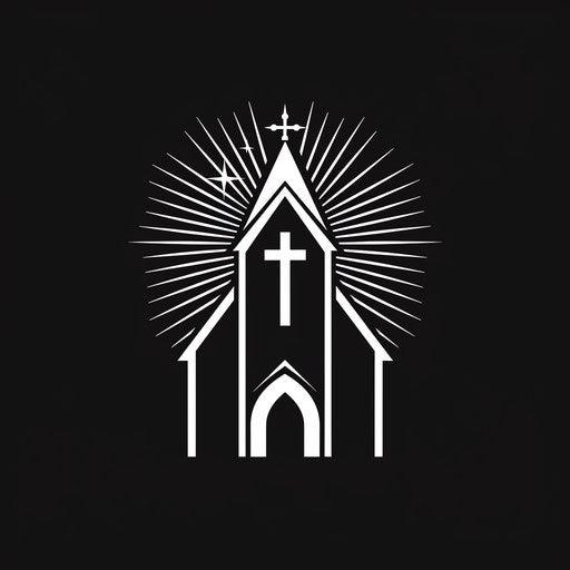 Bold church logo with high contrast black and white design