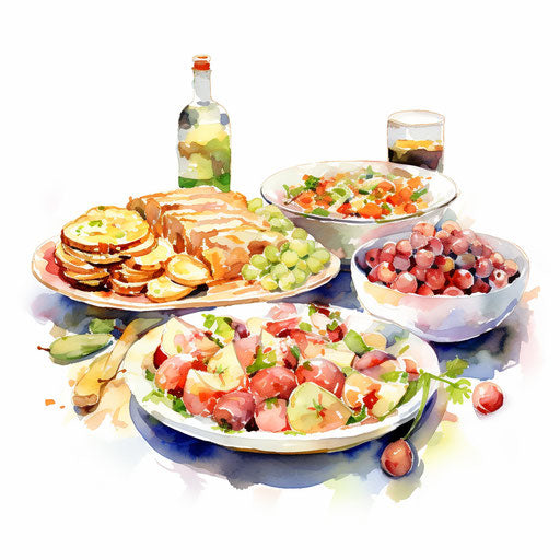 Potluck clipart in the style of Impressionistic Art