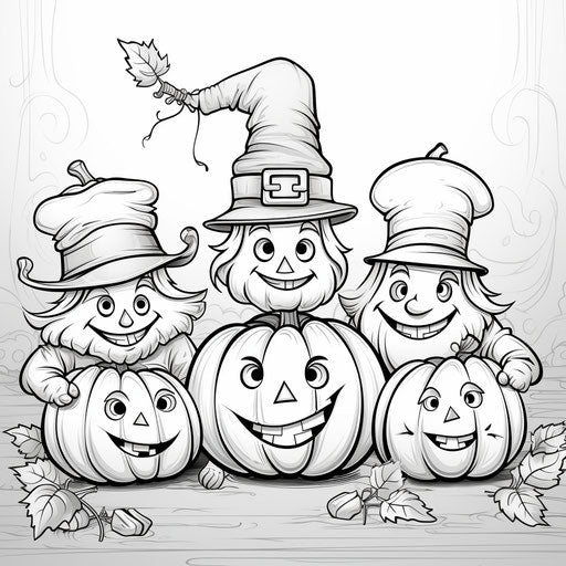Pumpkins with Hats Coloring Pages, Rok Stock