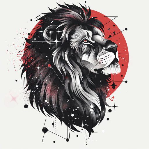 Sleek Leo constellation tattoo sketch in modern flat style