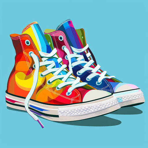 Shoes clipart with a flat random color background