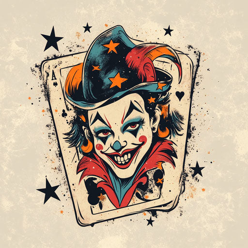 Clipart style drawing for joker card tattoo