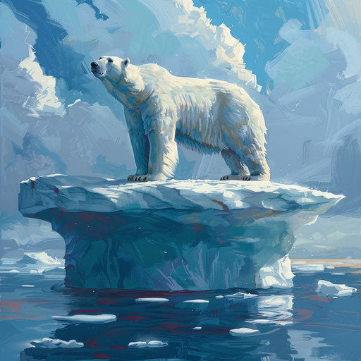 Polar bear on a floating iceberg in the Arctic