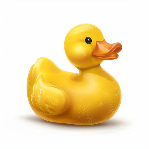 Realistic rubber duck clip art with flat white background