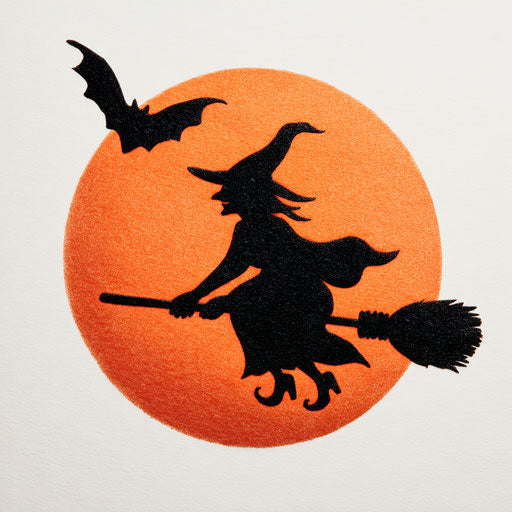 Orange Moon and Witch Silhouette for Halloween