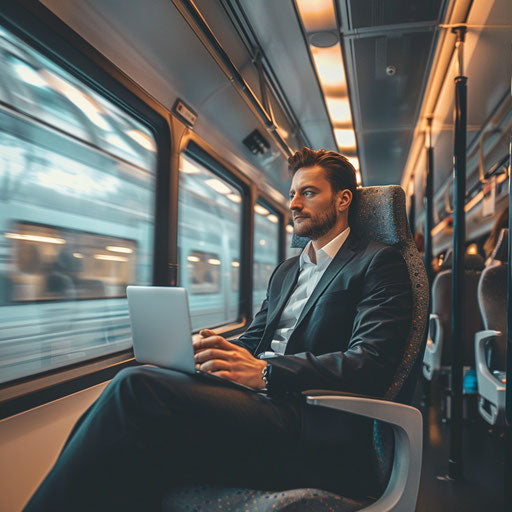 Businessman in a high-speed train