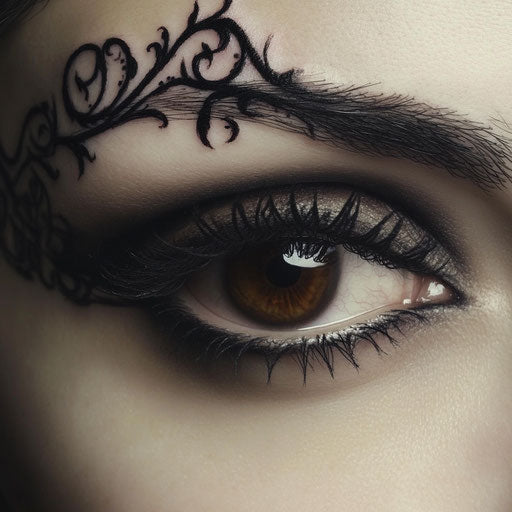 Dark and haunting brow tattoo with gothic influences