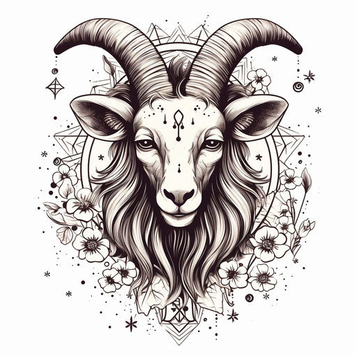 Zodiac tattoo with goat head and stars