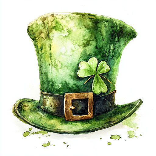 Watercolor painting of a St. Patrick's Day hat