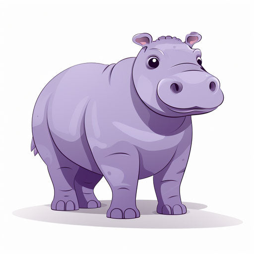 Hippo clipart in minimalist style, on white background