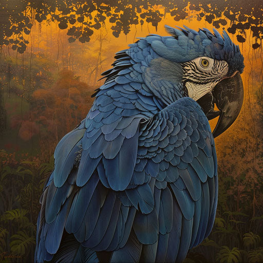 Peaceful twilight of a Spix's macaw in the wild