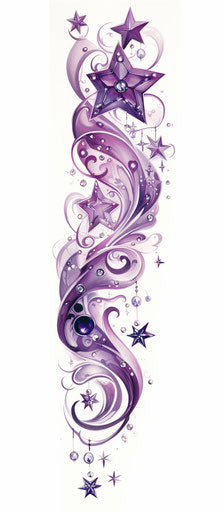 Free star tattoo designs, silver and purple style, expressive brushstrokes