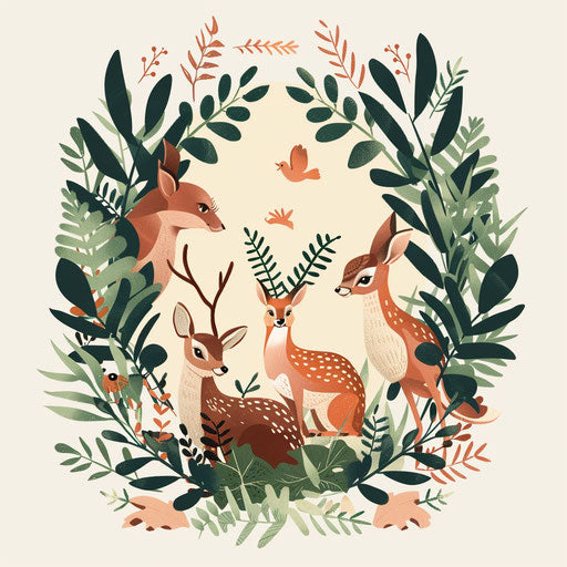 Feminine tattoo with forest flora and fauna