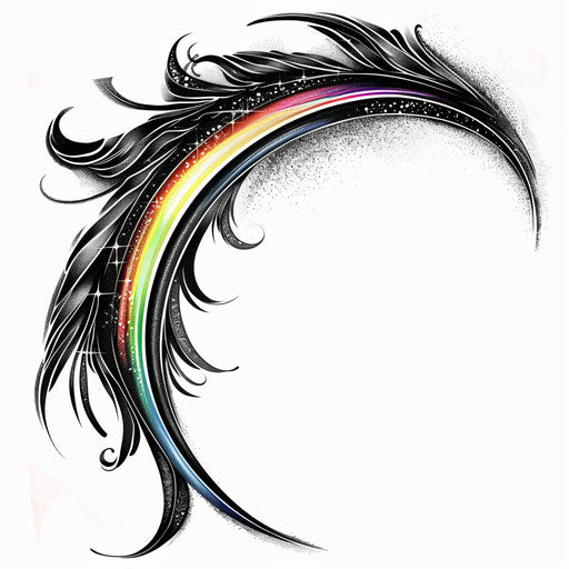 Classic black and white rainbow tattoo sketch