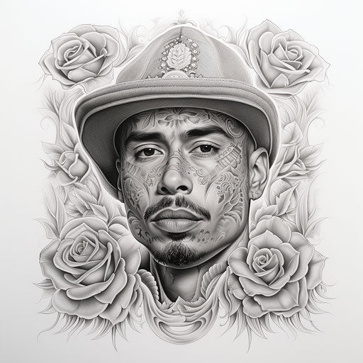 A chicano tattoo on white paper