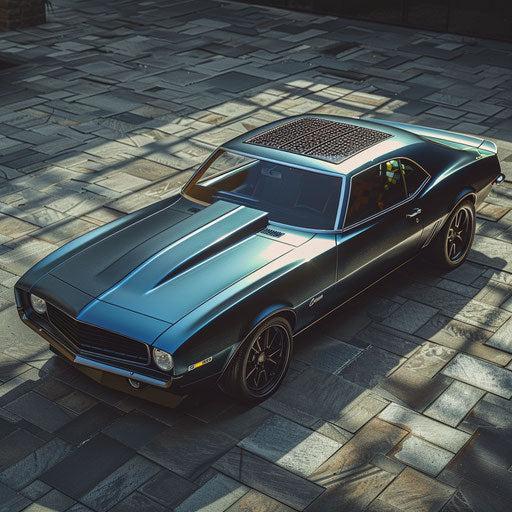 Classic Chevrolet Camaro with electric drivetrain and integrated solar panels