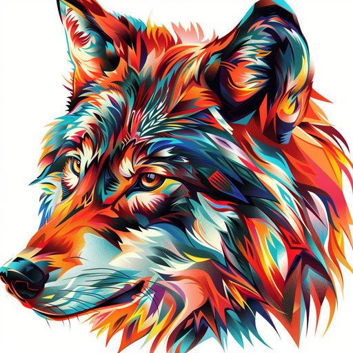 Exotic flat tattoo sketch of a geometric wolf