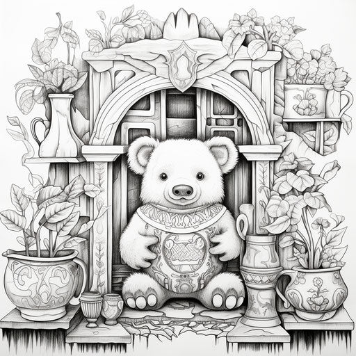 Bear and exotic decorations