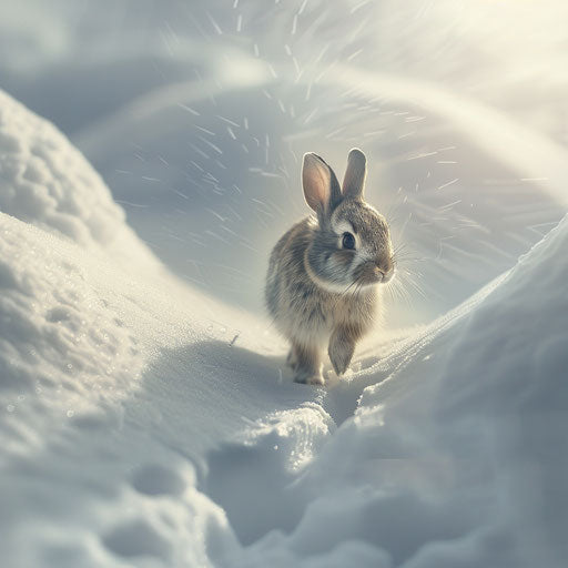 Rabbit's journey through a snowy landscape