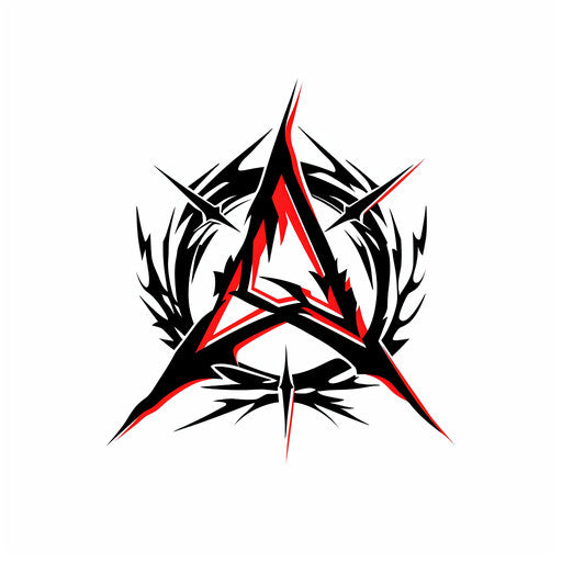 Bold tattoo sketch of an anarchy symbol with tribal design in clipart style, flat appearance