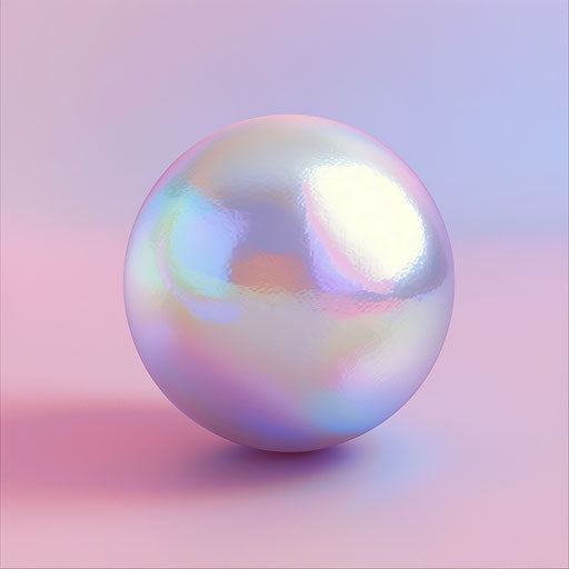 Pearl clipart in photo realistic style with a flat random color background, enhanced detail and vivid colors