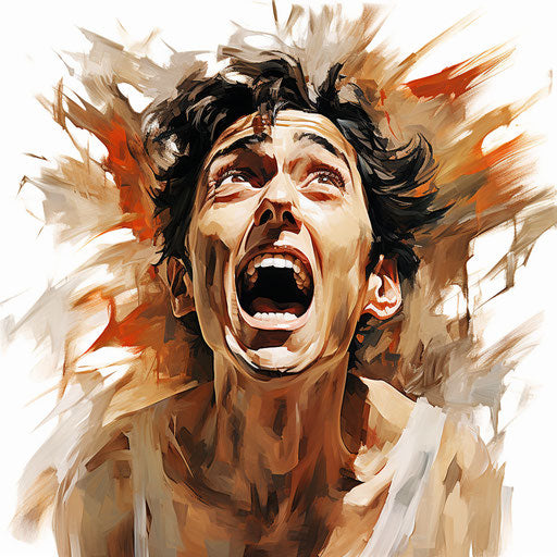Fear clipart in the style of Oil painting, on a white background