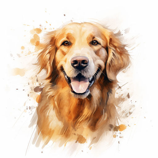 Golden retriever clipart in the style of oil painting