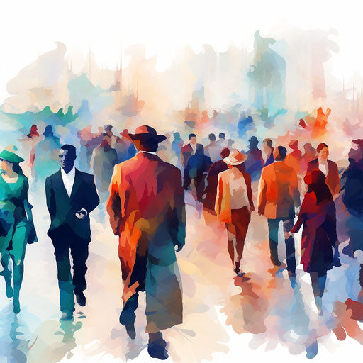Crowd clipart in the style of Impressionistic Art, on a white background