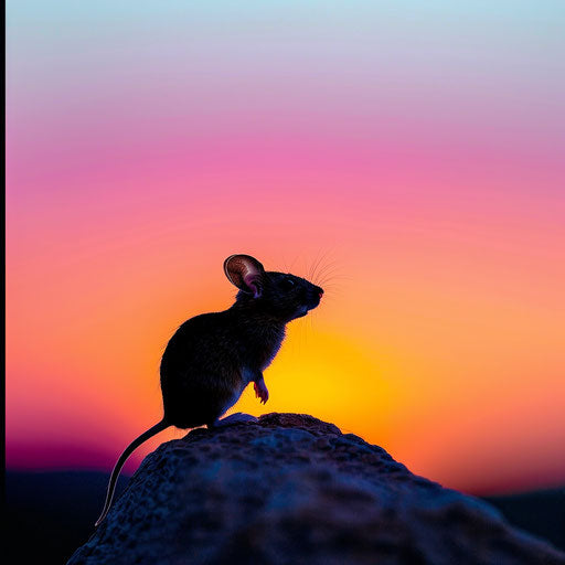 Mouse silhouette on vibrant sunset