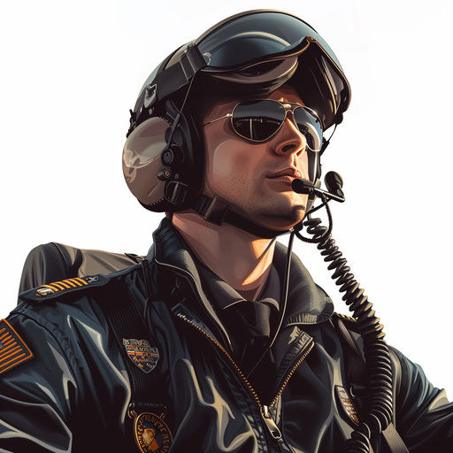 Pilot illustration in photo realistic style with flat white background