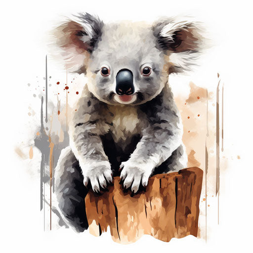 Koala clipart in the style of Oil painting, on a white background