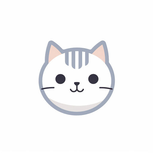 Cat cartoon in the style of Minimalist, on a white background