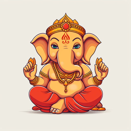 Ganpati clipart png in minimalist style, on white background