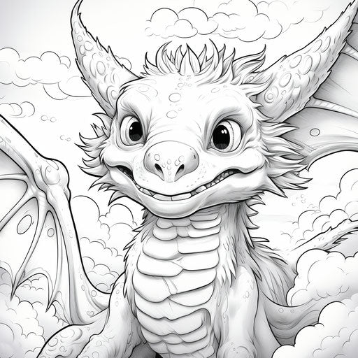 Cute dragon coloring page to print